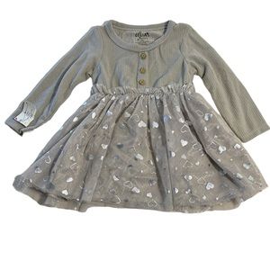 dELiA*s Girls Baby's Long-Sleeve Tutu-Hem Henley-Detail Dress Gray 24m